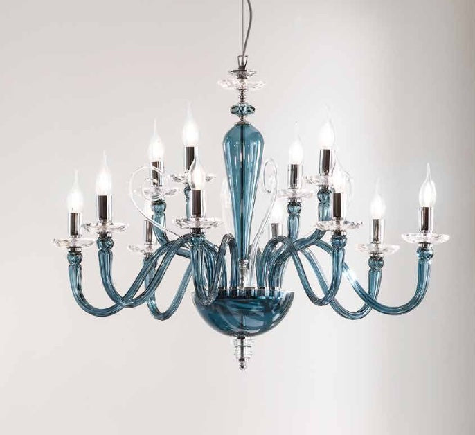 Lustre Victoire bleu 12 lumières